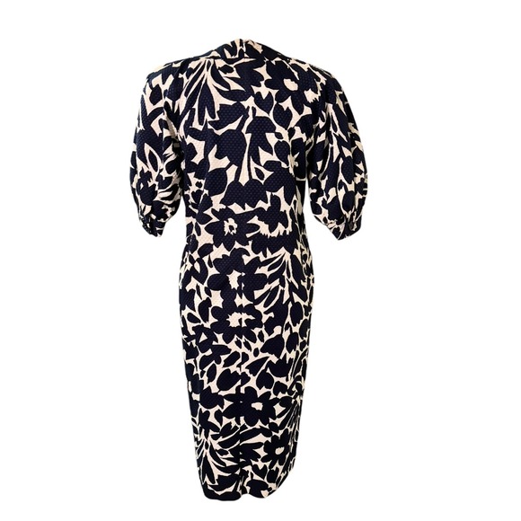 Vintage GIVENCHY 80s Blue White Floral Dress Button Detail Made In France - Picture 4 of 11